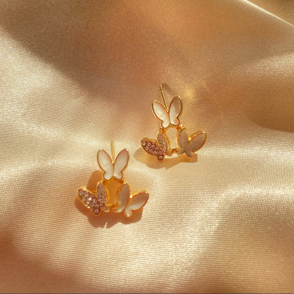 đź’™Rhinestone Butterfly Stud Earrings - Picture 4 of 5